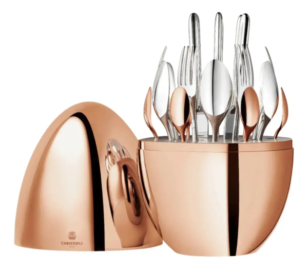 Juego De Cubiertos de Huevo oro rosa