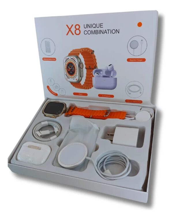 Combo Reloj Watch X8 Ultra + Audifonos In Ear + Power Bank