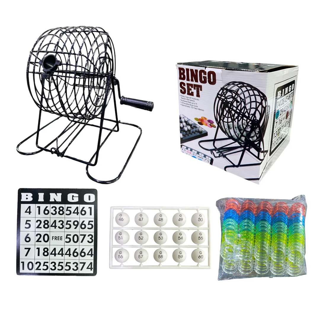 Set de Bingo con Tómbola Metálica